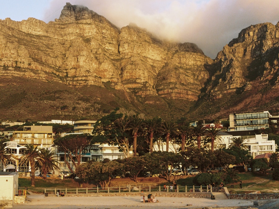 Coastal town nestled against mountains in the Cape region
